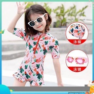 🍒sdhfif.my🍒 Children's Swimsuit Girls Korean Style One-piece Short-sleeved GKids Swimsuit /Baju Rena