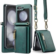 Zip Mobile Phone Case for Samsung Galaxy Z Flip 7, Matte Leather Case with Stand Camera Lens Protect