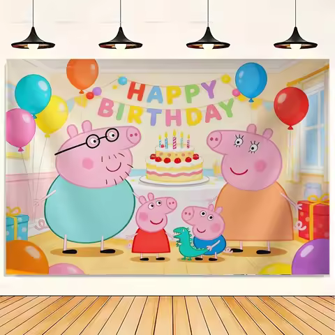 Happy Birthday Peppa Pig Image Backgrounds, Suitable For Boys And Girls, Parties, Parties, And Birth