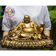 Maitreya Buddha statue with lotus base, 44cm wide x 25cm high, made of durable, beautiful and sturdy