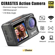 CERASTES Action Camera 5K 4K 60FPS EIS Interchangeable  48MP Zoom Electronic Stabilizer Camera WiFi Action Camera for Vlog well