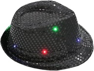 Mardi Gras LED Light Up Sequin Fedora Hats for Men & Women Carnival Party Hat Supplies