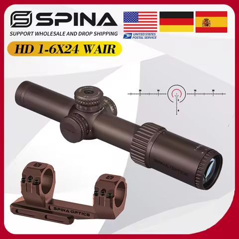 SPINA OPTICS LPVO SFP 1-6x24 SFP Red Illuminant Compact Sight Tactical Hunting Riflescope Carbine PC