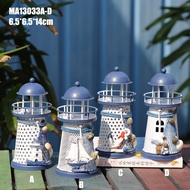 14cm small iron lighthouse with sea theme used to decorate homestays, eateries, and cafes in Mediter