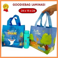 Children's Birthday Bag Laminate Goodie Bag Spunbond Box Snack Bag Hampers Birthday Gift Animal Dino Baby Shark HBPA BENTO UNIKE 24x15x24 cm