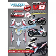 VELOZI MX KING WGP LC135 V8 FI FULL BODY COVER SET COVERSET PUTIH MERAH / WHITE RED LC 135 WORLD GP