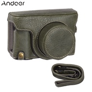Andoer Portable Camera Case Synthetic Leather Camera Carry Bag with Shoulder Strap Replacement for Fujifilm X100V/ X100F Camera