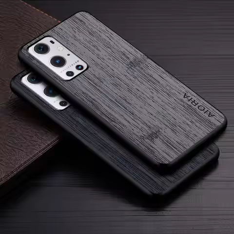 Case for OnePlus 9 Pro 9R 9RT 5G funda bamboo wood pattern Leather phone cover Luxury coque for OneP