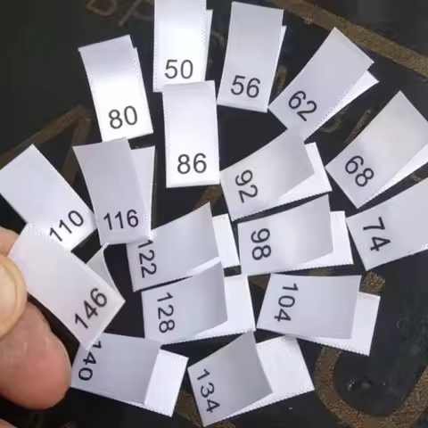 50pcs Satin print Size Label for Kids Number 56 62 68 74 80 86 92 98 104 110 116 122 128 134 140 146