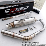 Knalpot Racing Salemba Creed Exhaust Inlet 38/45/50 Bonus Penyangga untuk Vario 125 150 Beat Mio Spo