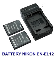 EN-EL12 \ ENEL12 แบตเตอรี่ \ แท่นชาร์จ \ แบตเตอรี่พร้อมแท่นชาร์จสำหรับกล้องนิคอน Battery \ Charger \