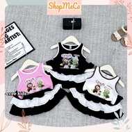 Girls set CS502, shirt set Sleeveless Labubu 3-tier skirt