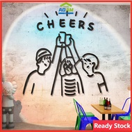 Restaurant Bistro Clear Bar Industrial Style Sticker Painting 3D Three-dimensional Acrylic "Cheers" 