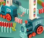 網紅小火車多米諾骨牌電動小火車益智積木玩具自動發牌車兒童玩具