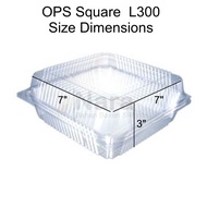 OPS Square Container L300 | Cake Box | Bekas Plastik Petak | Bekas Kek Roti  7"x7"