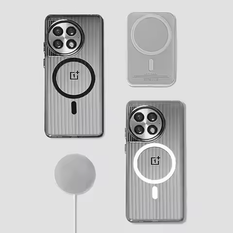 For OnePlus 13T 13R 13 12 Case Fashion Corrugated Transparent Magnetic PC Anti-fall Cover For OnePlu