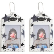 2Pcs Stars PVC Pemegang Kad Foto Kpop, Sarung Kad Foto Jernih Comel 3 Inci dengan Rantai Bola, Pemeg