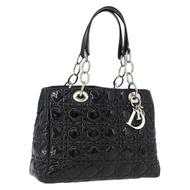 Christian Dior Lady Dior 鏈條包 漆皮 黑色 銀色 正品 BA14101V