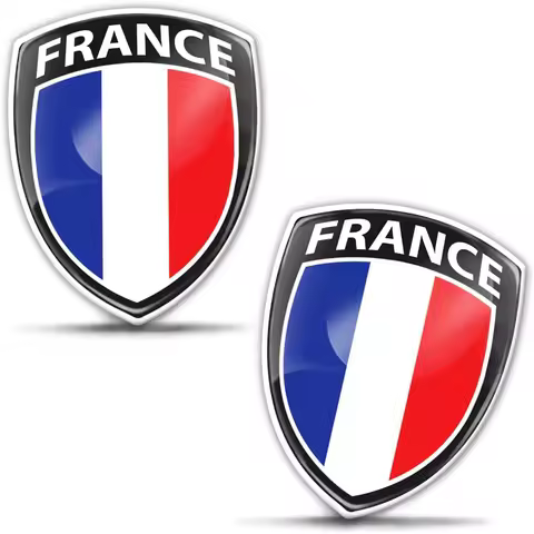 2 x 3D Domed Silicone Stickers Decals Car Motorcycle National France French Flag F 145