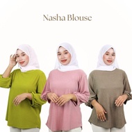 Amiably NASHA BLOUSE Balloon Half-cut Sleeve Stretchable Cooling Effect Casual Wear Baju