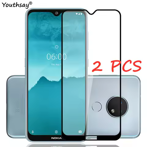 2PCS For Nokia 6.2 Glass Screen Protector Full Glue Protective Film For Nokia 6.2 7.2 5.3 G60 Temper
