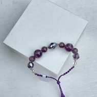 #220409 Macrame 南美蠟線 紫鈦晶 手鍊