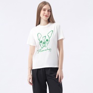 ESP เสื้อทีเชิ้ตลายเฟรนช์ชี่ อีซี่ ผู้หญิง สีขาว | Frenchie Eazy Print Tee Shirt | 06207