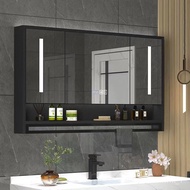 HY-D Solid Wood Bathroom Smart Mirror Cabinet Separate Wall-Mounted Toilet Storage Mirror with Light Storage Rack Dressi