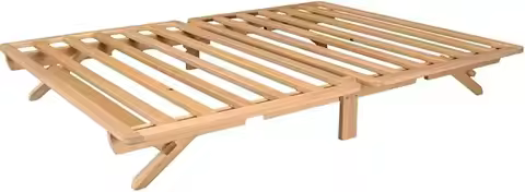 Frames Fold Platform Bed Full Bed Frame Unfinished Wood Bed Frame Full Size Folding Bed - Natural Mi