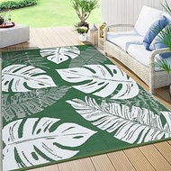 GarveeLife Outdoor Patio Rug 9x12 Waterproof Outdoor Plastic Straw Rug, UV Resistant Reversible RV C