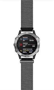 Leiou Woven Metal Strap Compatible with Garmin Fenix 6/6S/6X (Pro/Sapphire/Solar) with Quick Release Pin