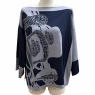 全新未使用 ★愛馬仕 Hermes 25SS 5E2686DA 新娘禮服 真絲混紡針織 海軍藍/灰色 38碼 法國製造 正品 女士
