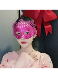 1入組多色女性全臉威尼斯金粉面具，適用於派對、化裝舞會