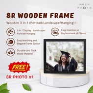 【Mach Photo】8R Black Wooden Photo Frame Black Horizontal Landscape Vertical Portrait Hanging Free 8R