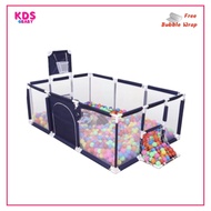 [KDS Baby] Baby Rectangle Play Pen Safety Guard Rail Fence Kid Playard With Ball Hoop Kandang Permai