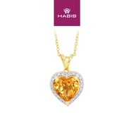 HABIB Citrine Heart Locket Necklace in 375/9K Yellow Gold 559520822(YG)-CITR
