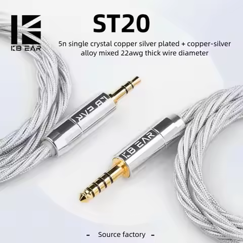 KBEAR ST20 Earphone Cable Oxygen-free Copper Shielded Silver-plated Alloy Braided Cable Aluminum All