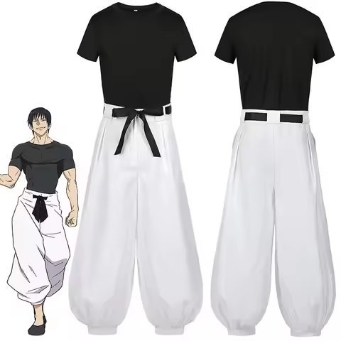 Jujutsu JJK Manga Anime Fushiguro Toji Satoru Gojo Cosplay Costume Wig T-shirt Pants Rose Net Hallow