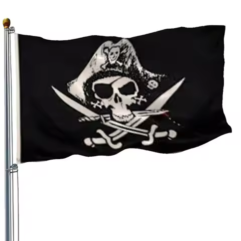 Candiway Black Pirate Flag with Skull & Crossbones Vintage Buccaneer Symbol Weatherproof Outdoor/Ind