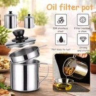 OIL FILTERS BACON GREASE, STAINLESS STEEL , CONTAINER , STRAINER KITTLE WITH 13oz/1.3L DURABILITY~