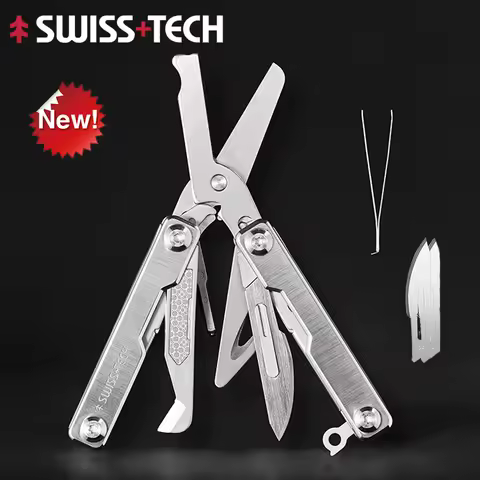 New SWISS TECH Mini Multitool Rescue Survival Scissors 9 In 1 Outdoor EDC Keychain Multi Tools Windo