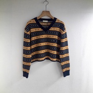 Women's Casual Easter Island Inspired Jacquard Striped Wool Knitwear