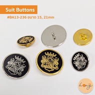 Steel Suit Buttons BA13-236 Size 15MM 21MM Silver Black And Gold