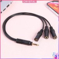 ✶Crystal✶【High Quality】 UK 32cm Y Splitter Cable 3.5 mm 1 Male to 3 Female Audio Cable for Earphone Head