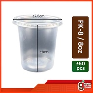 Benxon - PK-8 - Round Plastic Container ±50pcs / Bekas 8oz / Bekas Dadih / Bekas Bulat / Bekas jelly