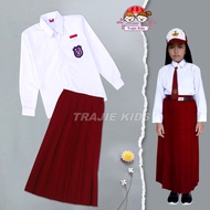 Setelan Seragam Sekolah Merah Putih dan Pramuka Anak SD Baju Lengan Panjang Celana dan Rok Panjang S