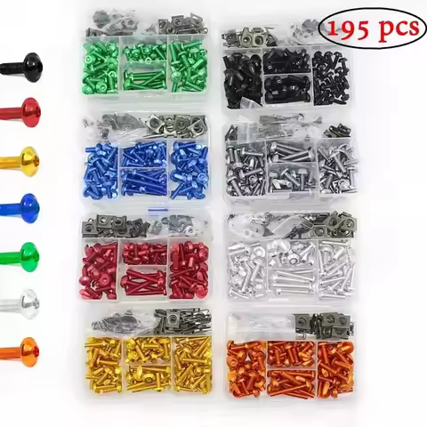195PCS Motorcycle Fairing Bolt Screws Nut Kit For Suzuki GSXR 600 750 1000 K1-K8 SV650/X Yamaha Bmw 
