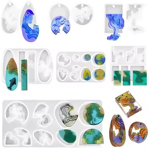 3/4/7Pcs Ocean Style Island Resin Silicone Mold Resin Casting Molds for Jewelry Making DIY Earrings 
