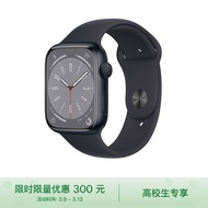 Apple【学生优惠】 Watch Series 8 智能手表GPS款45毫米午夜色铝金属表壳午夜色运动型表带MNP13CH/A