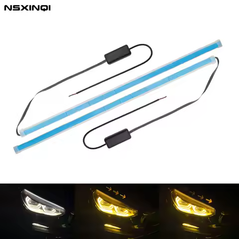 2PCS 30cm 45cm 60cm DRL Flowing Flexible LED Tube Strip Daytime Running Lights sequential Turn Signa